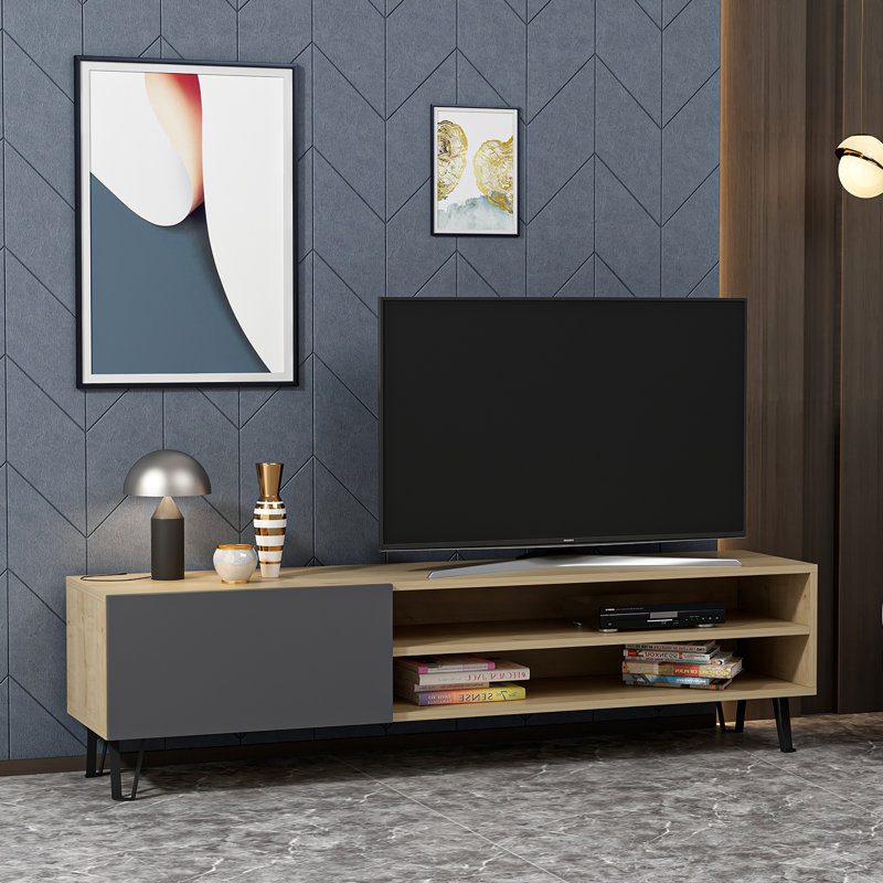 Edmonds TV Stand for TVs up to 70", Oak/Anthracite/Brown