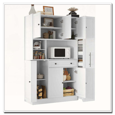 Traditional Freestanding Buffet Hutch Kitchen Pantry Cabinet