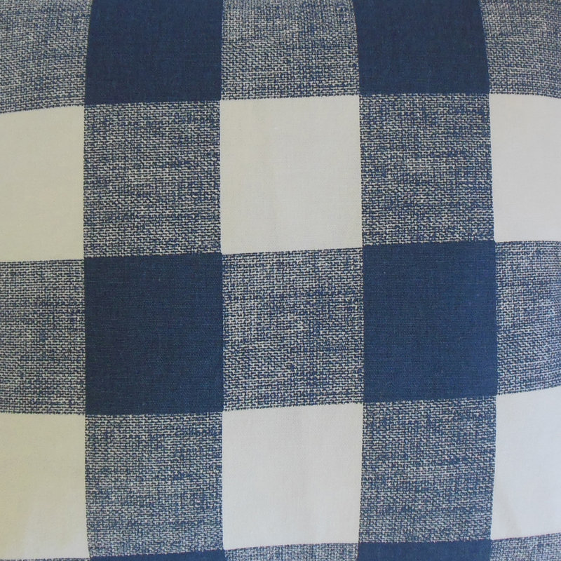 Plaid Feather Reversible Throw Pillow, Blue, 18" H x 18" W