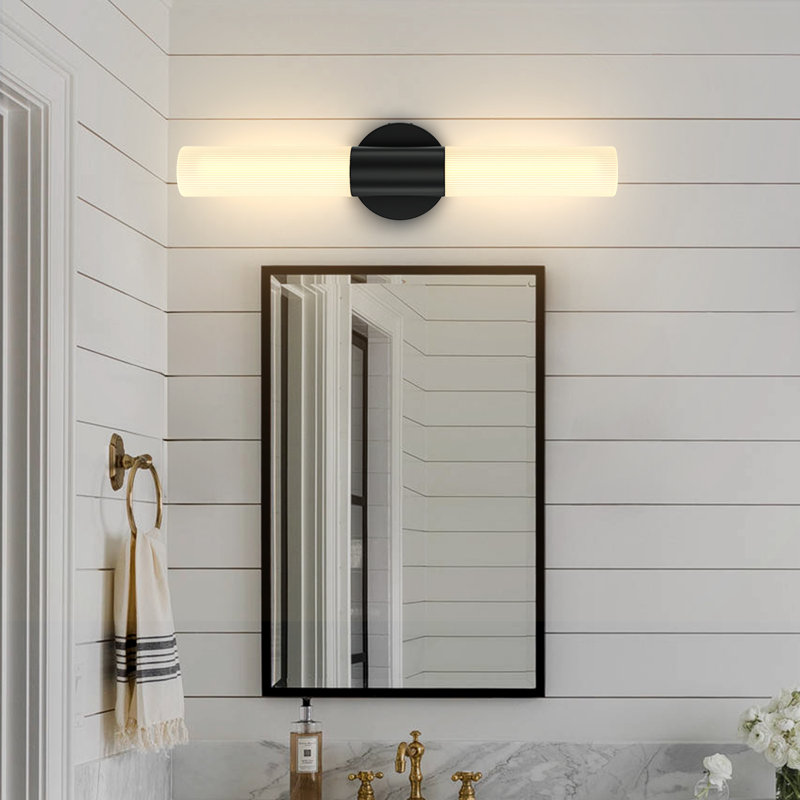 Barre d'éclairage DEL pour salle de bain à 2 ampoules à intensité variable à 2 lumières DEL H 22 po noir mat mat, Noir mat
