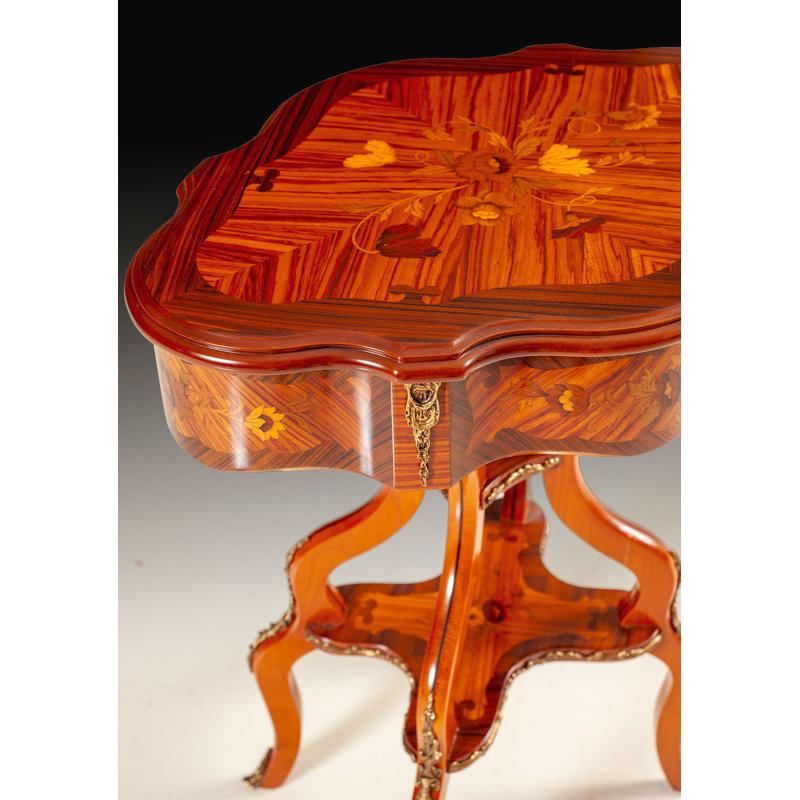 Italian Inlaid Accent Table with Brass Ormolu