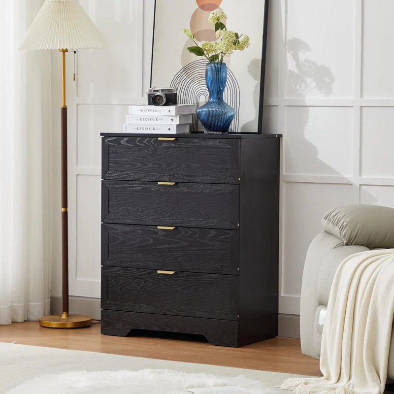 Sophia-Mae 4 Drawer 29.1" W Chest, Black/Sturdy