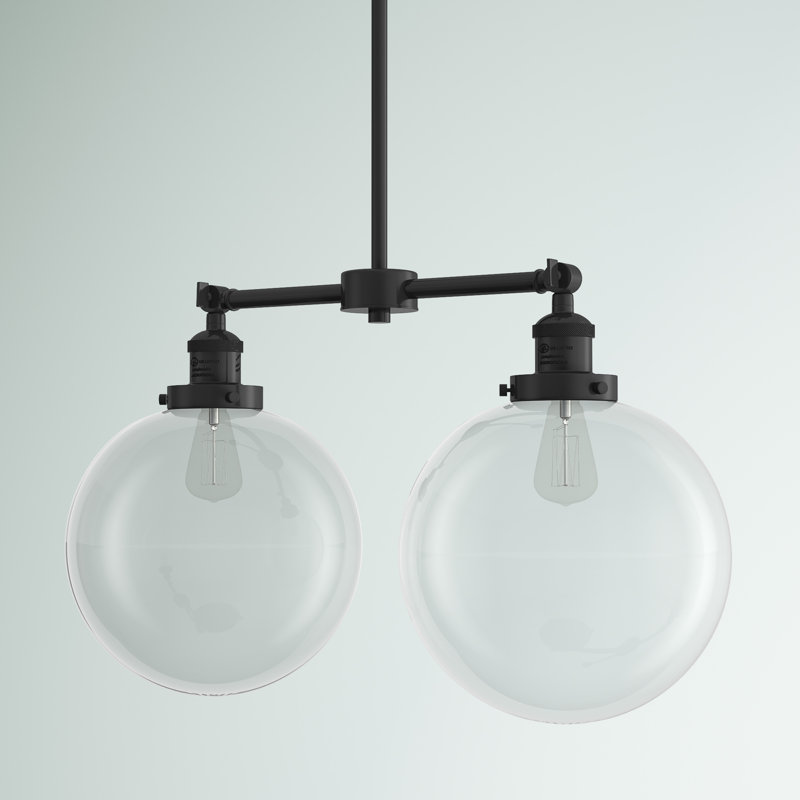 Oliver 2 - Light Kitchen Island Pendant, Oil Rubbed Bronze, Clear