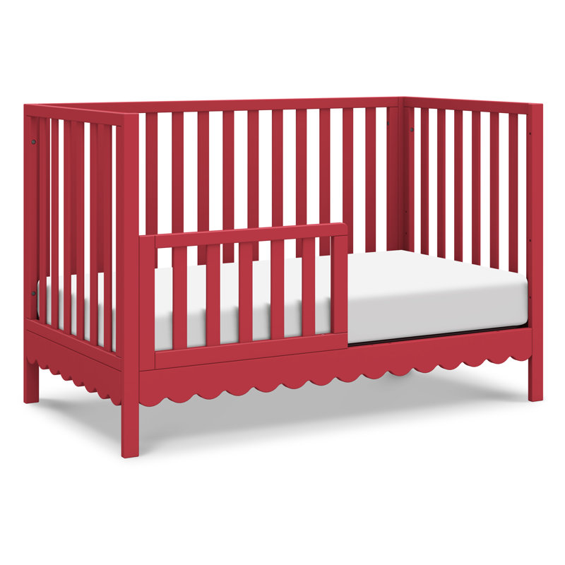 Sammy Scallop Strawberry Red Convertible Pine Wood Crib