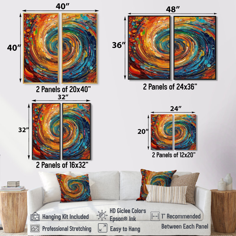 Yellow Orange Transcendent Liquid Ink - Yellow Art Prints On Canvas 2 Pieces, Floater Framed Print, Silver, 36'' H x 48'' W