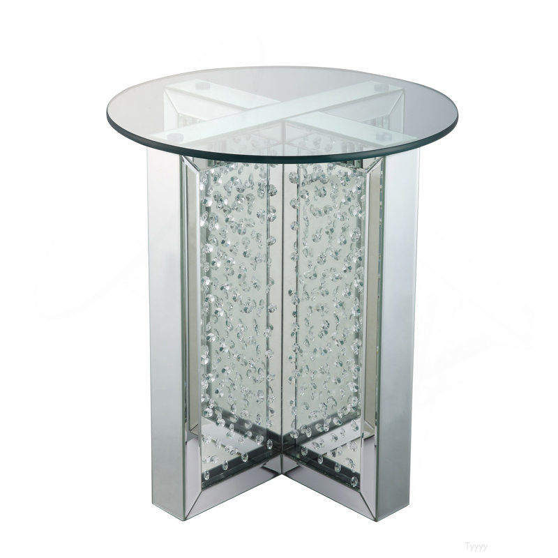 Table de bout Nysa avec miroir et faux cristaux (assemblée)