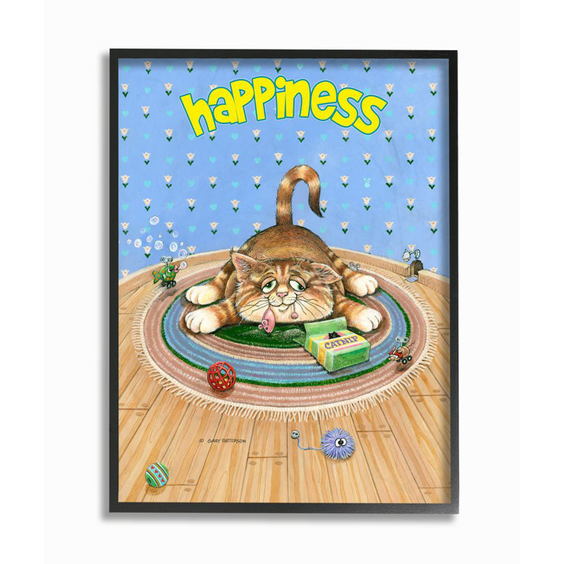 «Happiness Funny Cat Animal Design» par Gary Patterson - impression d'art graphique, H 20 po x l 16 po