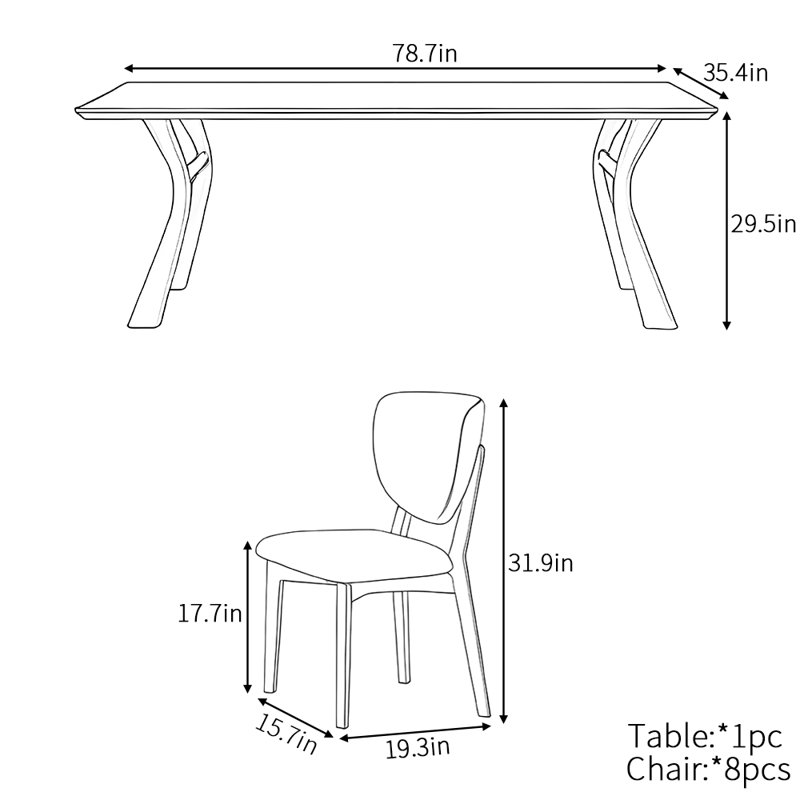 European simple high-end dining table set