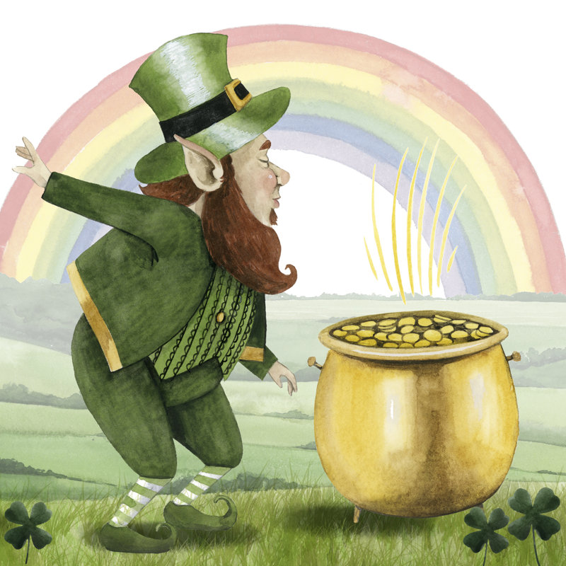 Leprechaun's Rainbow II by Grace Popp - Wrapped Canvas Painting, 91cm H x 91cm W
