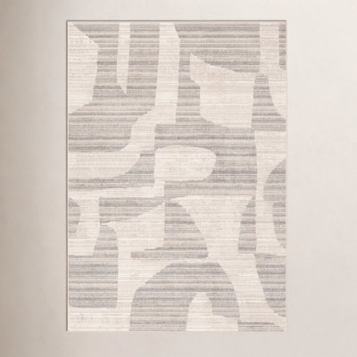 Loehrke Tan Taupe Abstract Rug