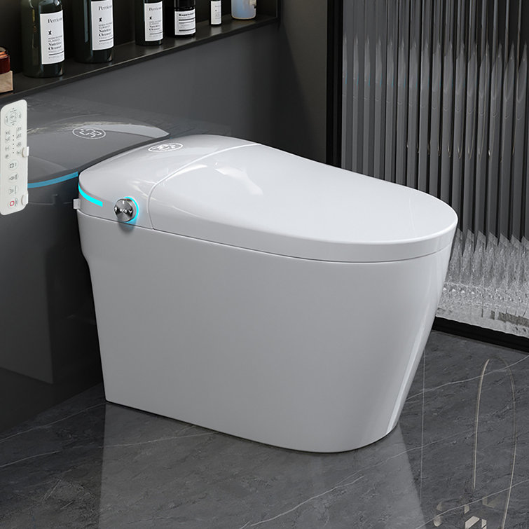 YULIKA 1.3 Gallons GPF Elongated Comfort Height Floor Mounted Bidet Toilet (Seat Included)