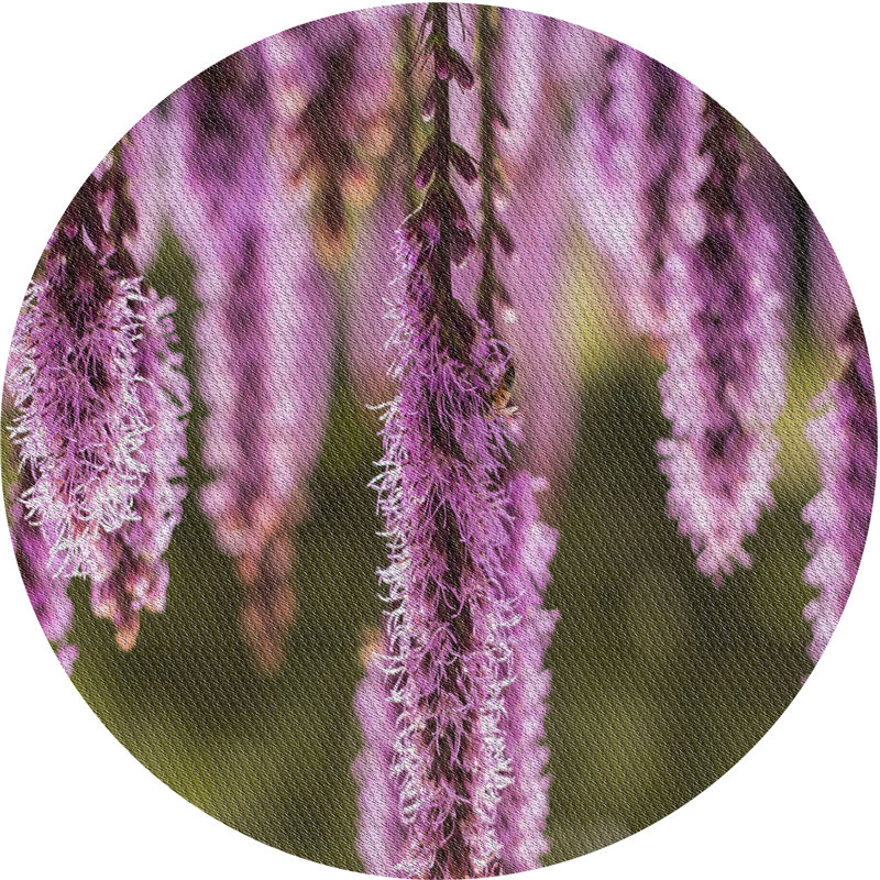 Tapis mauve/vert à tisser électrique, Rond 5 pi