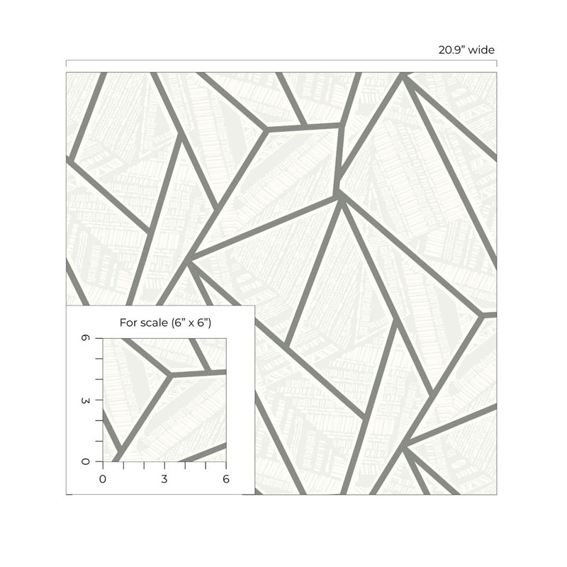 Rouleau de papier peint L 33 pi x l 20,9 po Vicente Metro, Argent métallique / brouillard matinal