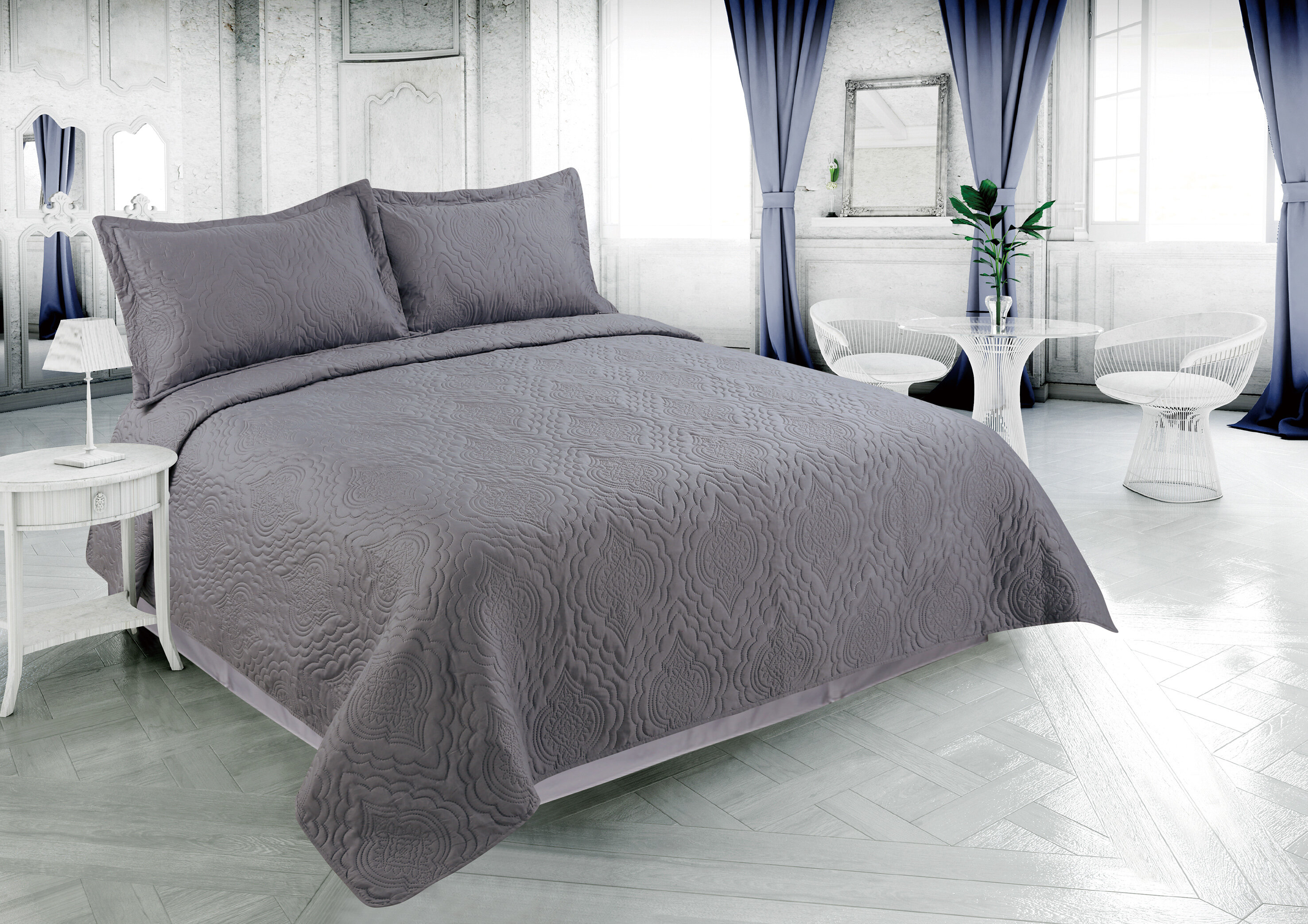 Twin Risa Quilt Set Gray - The Industrial Shop