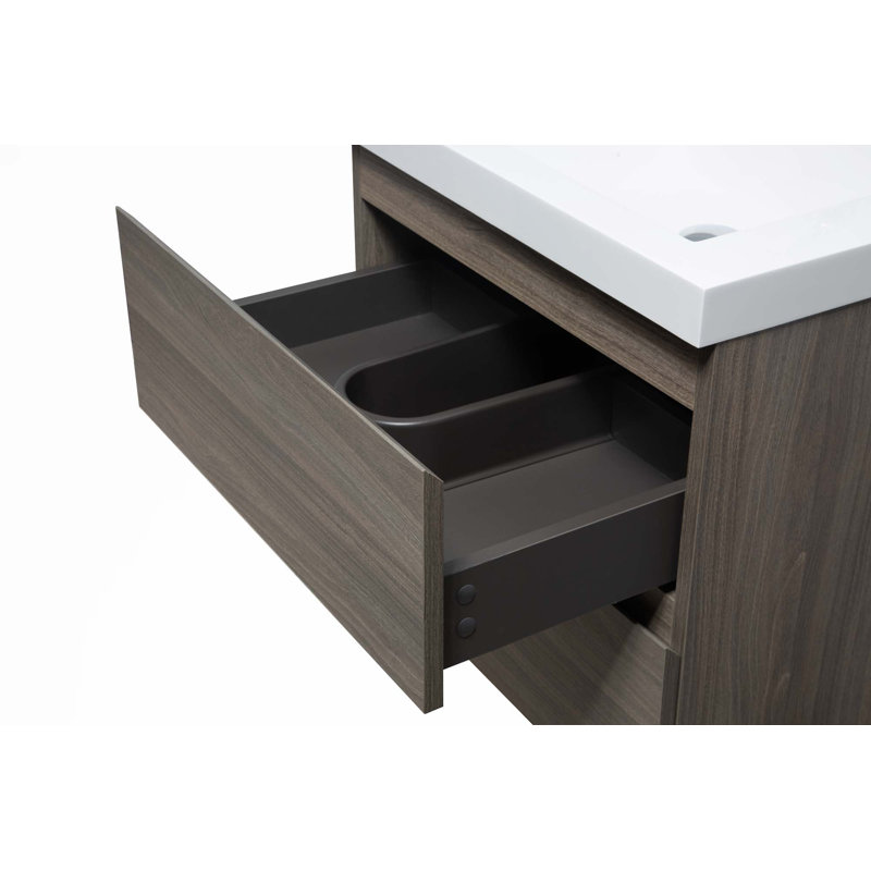 Floating Bathroom Vanity With Sink, Ash Gray