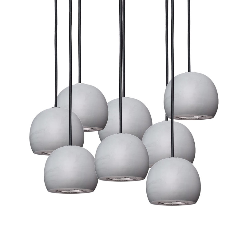8 - Light Chandelier, Black, Gray/Silver, 36" H x 24" W x 24" D
