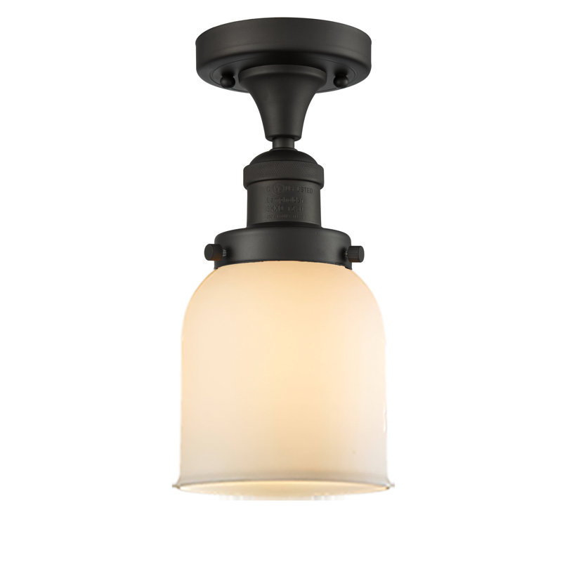 Norberto Glass Semi Flush Mount, Oil Rubbed Bronze, Matte White Cased