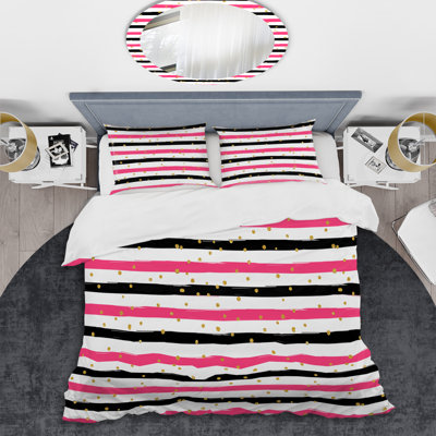 Black/Gold Microfiber 3 Piece Duvet Cover Set