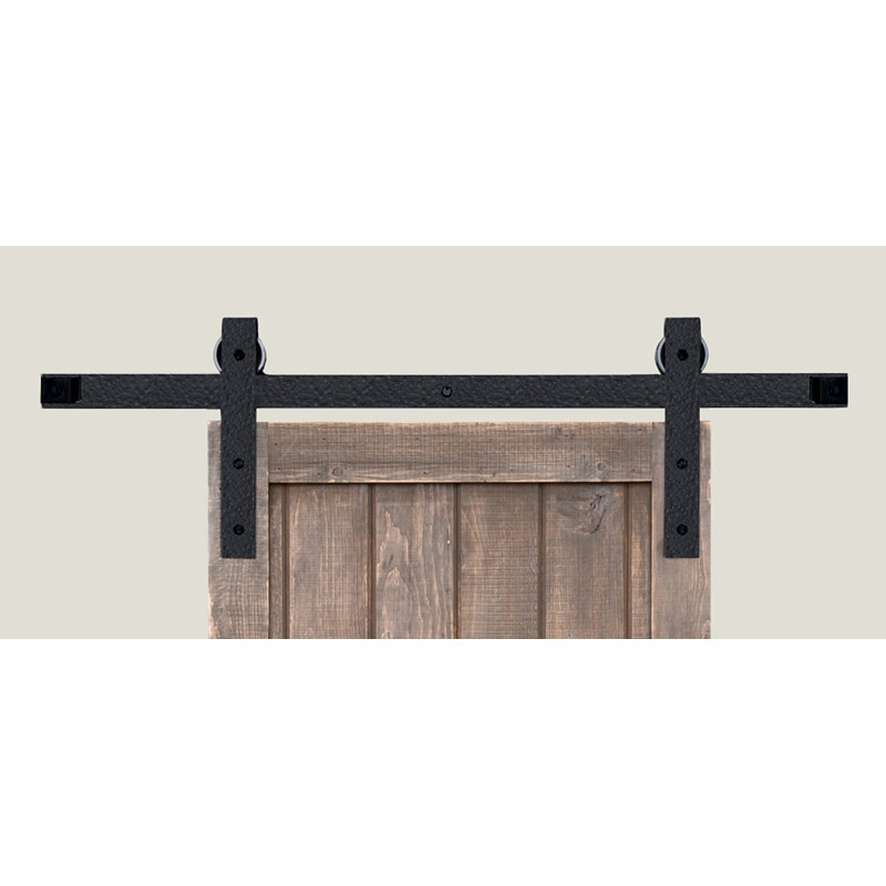 Black Stainless Steel Single Door Barn Door Hardware Kit Standard Single, 96 in.