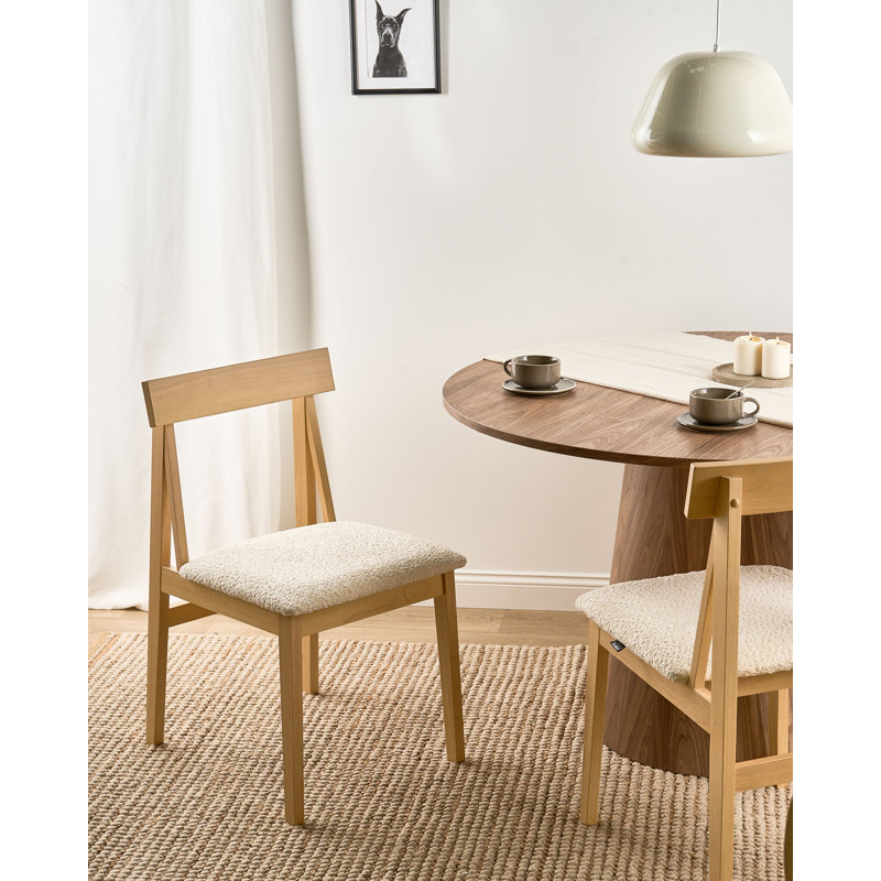 46cm H Boucle Upholstered Upholstered Back Side Chair, Natural