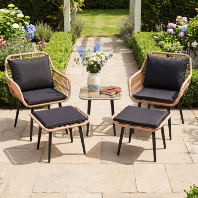 Ensemble de conversation de patio 5 pièces avec coussins, ensemble de sièges d'extérieur pour le jardin au bord de la piscine