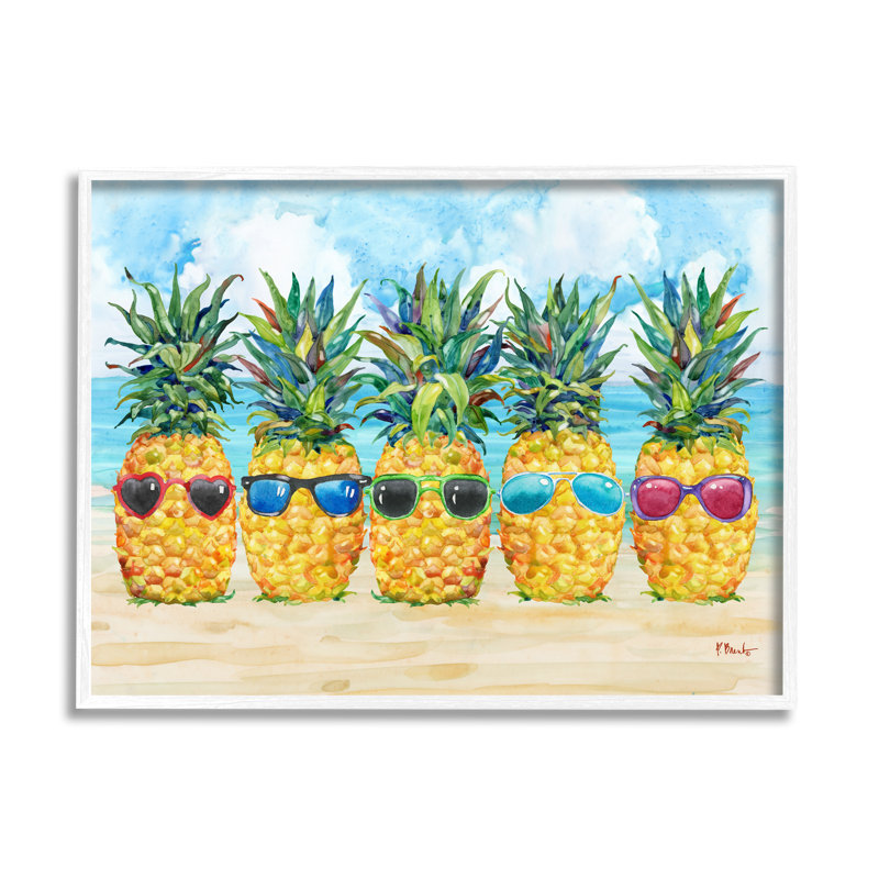Colorful Pineapples with Sunglasses Canvas Print, 30" x 24"