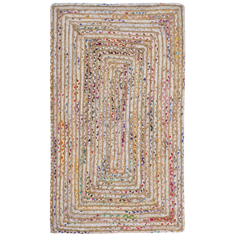 Tapis multicolore en coton tissé à plat à la main Herzig, Rectangle 2 pi 3 po x 4 pi