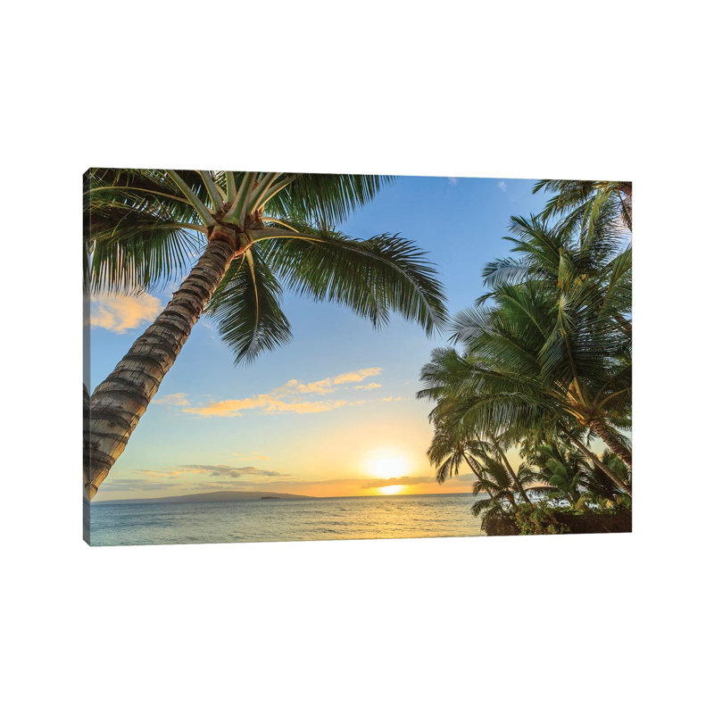 Sunset at Beach Near Wailea, Maui, Hawaii, USA 1 Piece Wrapped Canvas Wall Art, 20.32 cm H x 30.48 cm W