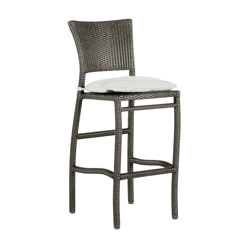 Skye 30" Patio Bar Stool with Cushion, No Welt, Slate Grey, Bali Pearl