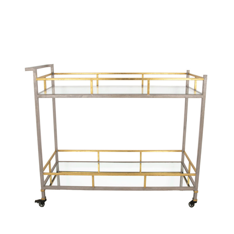Melody Serving Cart, Antiqued Champagne/Gold Leaf