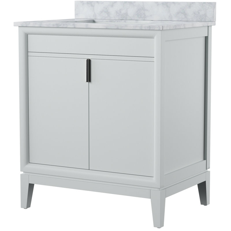 Ensemble de meuble-lavabo simple 31 po Emma, Marbre blanc de Carrare, Blanc