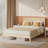 Solid Wood Queen  Bed Frame Platform Bedframe With Headboard Grille Style-289639606