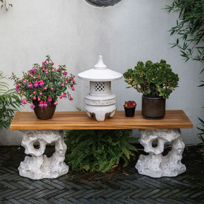 Outdoor solid wood flower rack bonsai shelf