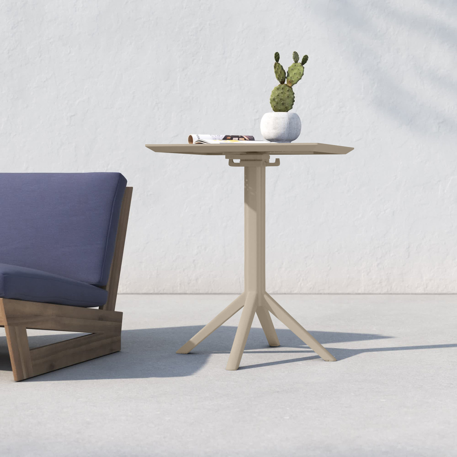 Farrah Patio Dining Table, Taupe, 29.5" H x 23.6" W x 23.6" D, Yes