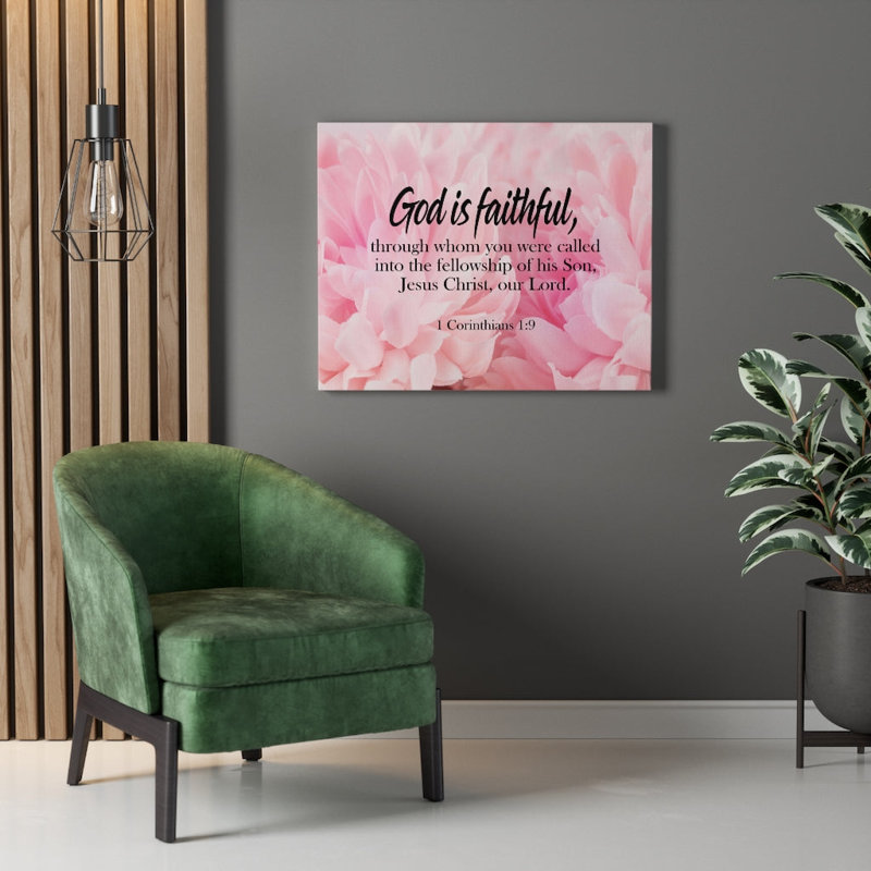 «God Is Faithful 1 Corinthians 1: 9», art mural chrétien, H 18 po x l 24 po x P 1,25 po