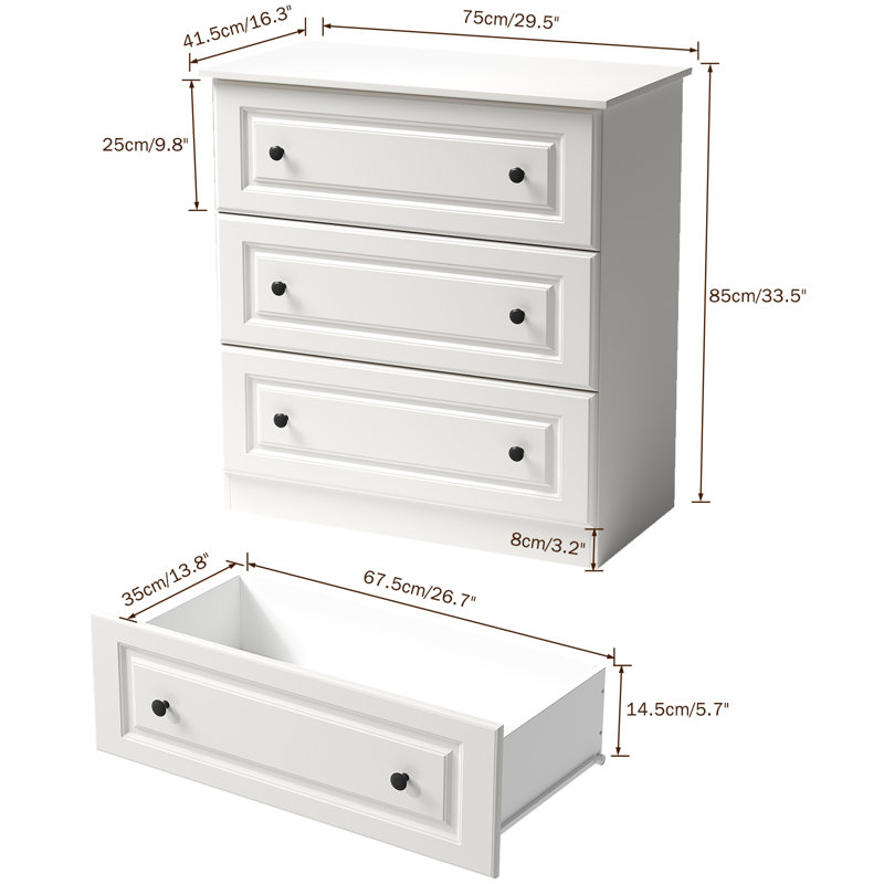 29.5'' W 3 - Drawer Dresser, White