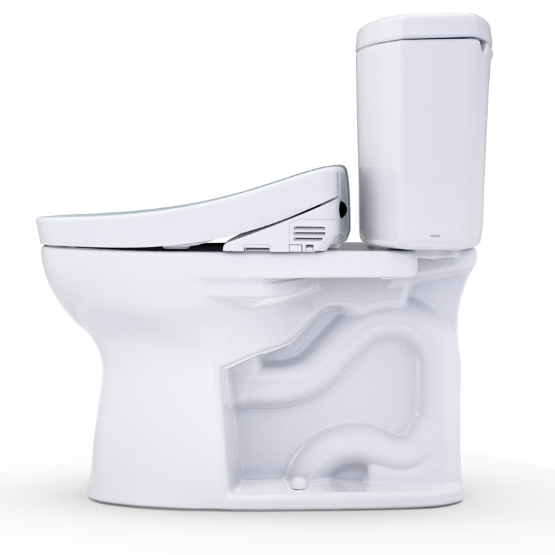 TOTO® WASHLET+® Drake® II 1G® Two-Piece Elongated 1.0 GPF Toilet and WASHLET+® S5 Bidet Seat, Cotton White - MW4543446CUFG#01
