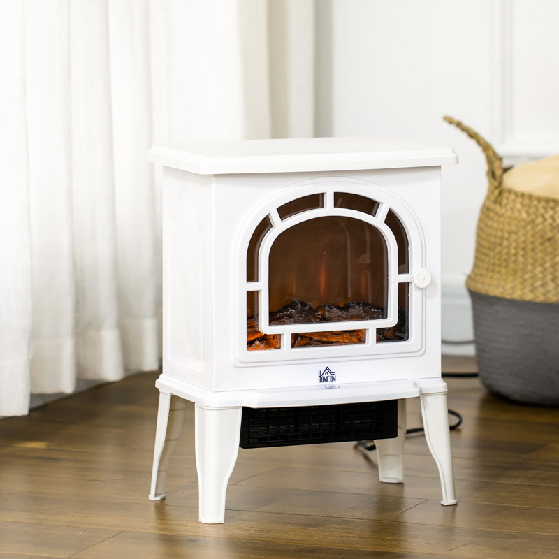 Foyer électrique 18 po, blanc, 750 W / 1 500 W, température réglable, effet de flamme réaliste, protection contre la surchauffe, autoportant, poêle de 18 à 160 pieds carrés, température, comportement,