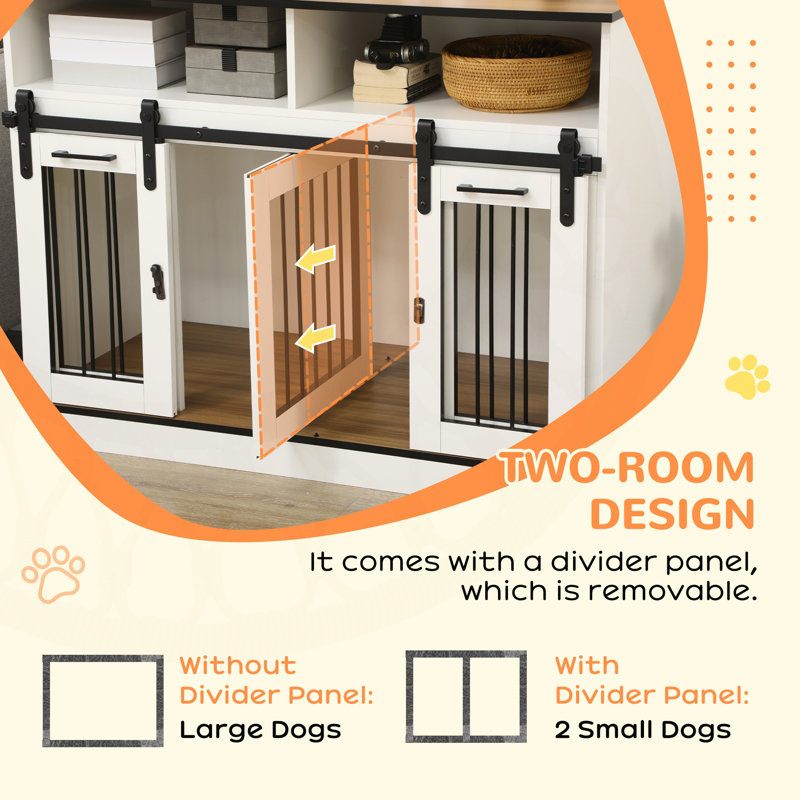 Versatile Dog Crate Furniture with Multiple Features for Different Sized Dogs, White