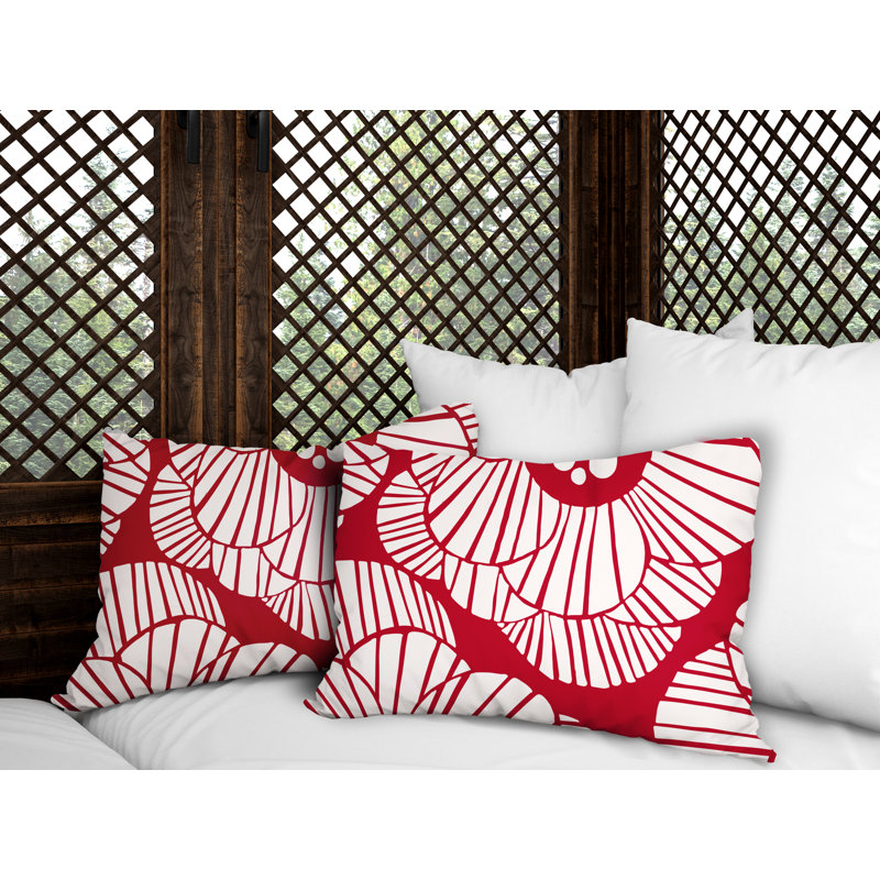 Polyester / Mélange de polyester Housse de coussin rectangulaire intérieure / extérieure lombaire et insert, Rouge