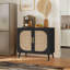 Buffet noir avec rangement et pieds en bois massif