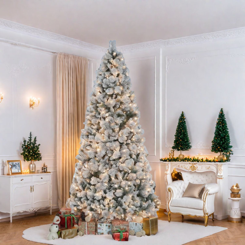 Arbres de Noël réalistes Ft, conception floquée à cadre en acier pour la maison