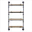 Étagère de rangement murale industrielle à 4 niveaux en bois naturel et bois noir mat et métal