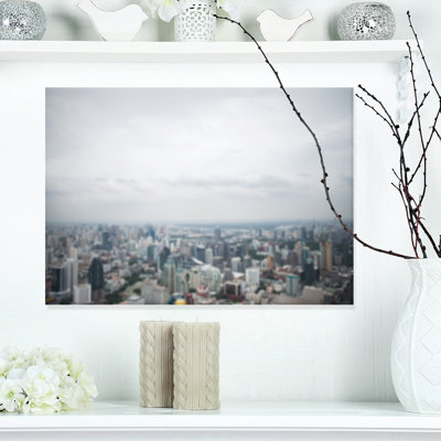 «Panoramique vue aérienne de la grande ville», reproduction de photo sur toile tendue encadrée