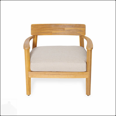 Mallorca Acacia Wood Club Chair With Comfortable Seat Cushion For Durable Outdoor Relaxation, Set Of 1