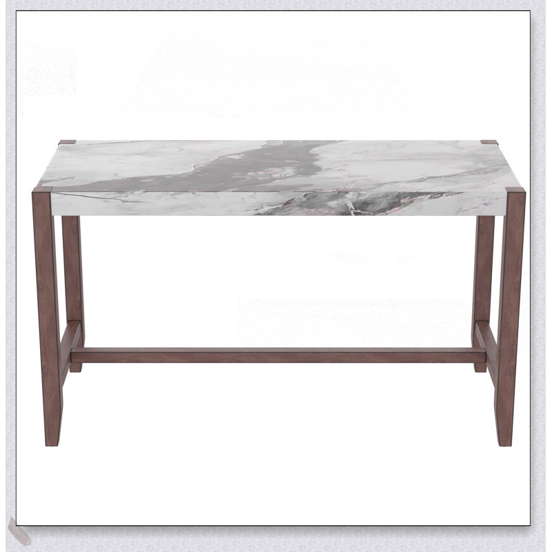 Ensemble de table de salle à manger 5 pièces à hauteur de comptoir avec faux marbre et chaises rembourrées, parfait pour les petits espaces modernes