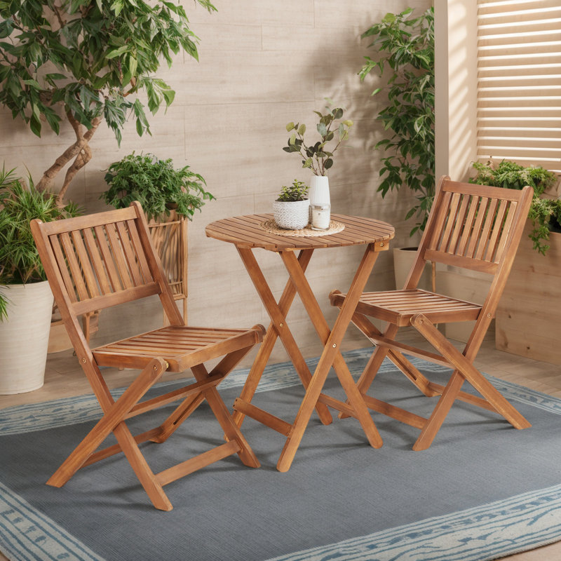 Ensemble de salle à manger d'extérieur 3 pièces en bois d'acacia, Marron clair