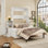 Lit escamotable double pleine grandeur avec canapé et armoires de rangement, lit mural peu encombrant pour bureau à domicile et chambre d'amis, blanc