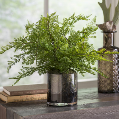 17'' Faux Fern Plant in Glass Vase
