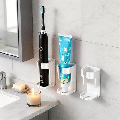 Organisateur de brosse à dents électrique adhésif, support de brossage de dents mural pour salle de bain